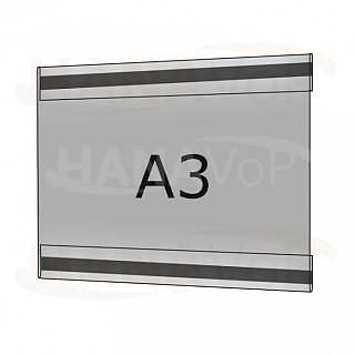 Plastová kapsa antireflexní A3 na šířku typ C 2x magnet