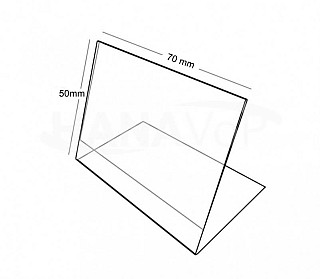 Plastový stojánek L 50 x 70 na šířku čirý