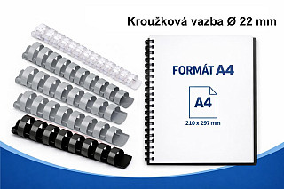 Kroužková vazba plastová Ø 22 mm – čiřá, černá