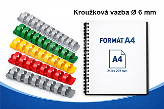 Kroužková vazba plastová Ø 6 mm – barevná