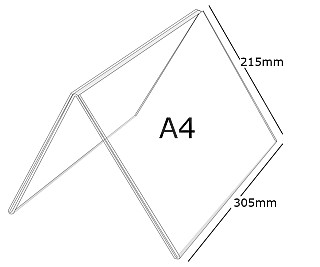 Plexi stojánek A A4 na šířku 215 x 305 mm