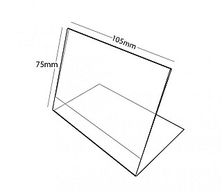 Plastový stojánek L 75 x 105 (A7) na šířku čirý