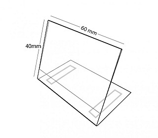 Plastový stojánek L 40 x 60 na šířku čirý se samolepkou