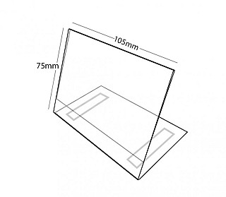 Plastový stojánek L 75 x 105 (A7) na šířku čirý se samolepkou