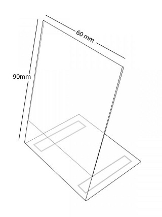 Plastový stojánek L 90 x 60 na výšku čirý se samolepkou