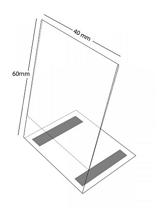 Plastový stojánek L 60 x 40 na výšku čirý s magnetem