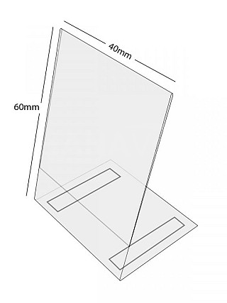 Plastový stojánek L 60 x 40 na výšku antireflexní se samolepkou
