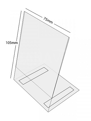 Plastový stojánek L 105 x 75 (A7) na výšku antireflexní se samolepkou