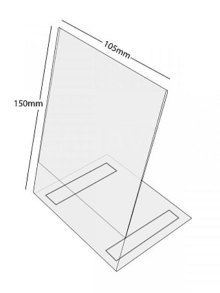Plastový stojánek L 150 x 105 (A6) na výšku antireflexní se samolepkou