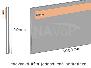 Cenovková lišta jednoduchá 20 antireflexní