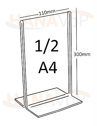 Plexi stojánek T 1/2 A4 na výšku