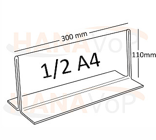 Plexi stojánek T 1/2 A4 na šířku