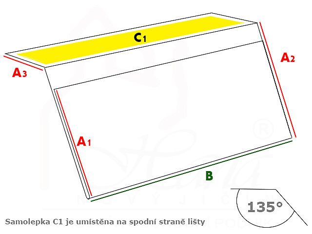 Regálová lišta - šikmá