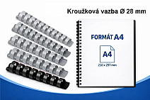 Kroužková vazba plastová Ø 28 mm – černá