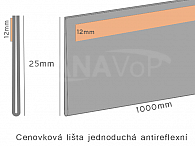 Cenovková lišta jednoduchá 25 antireflexní